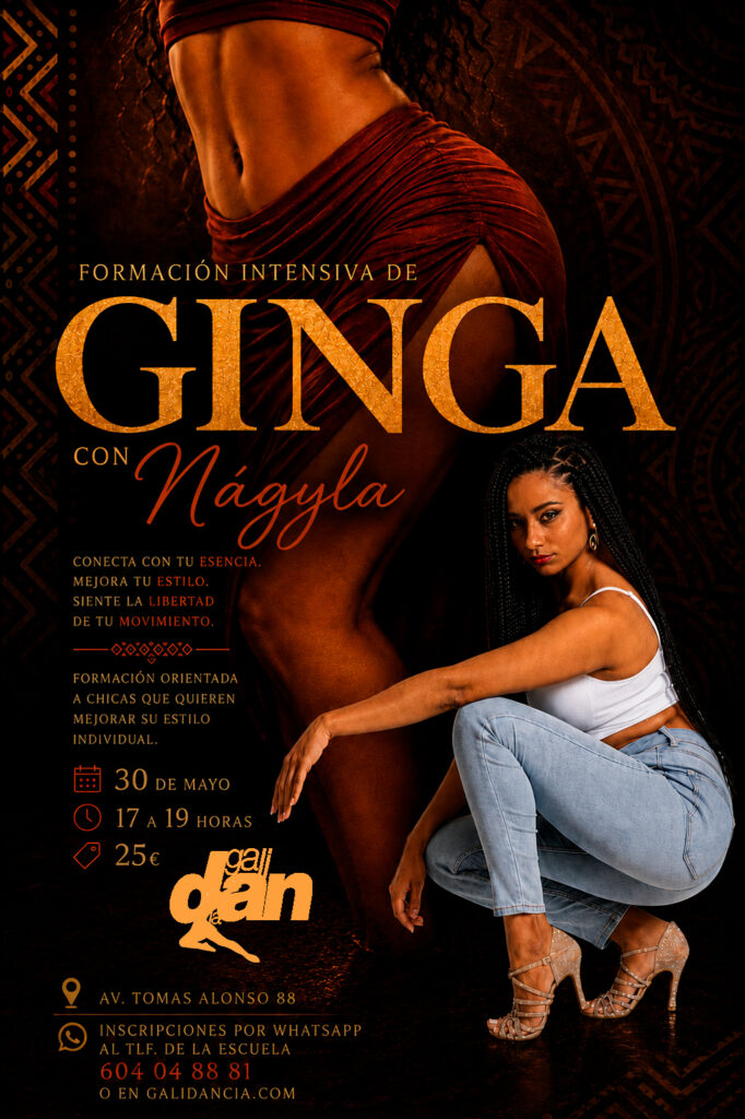 Cartel Taller Intensivo de Ginga con Nágyla - 30 de mayo en Galidancia Vigo