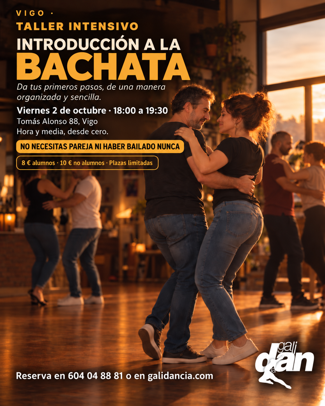 Taller intensivo de introducción a la bachata en Galidancia, Tomás Alonso 88, Vigo