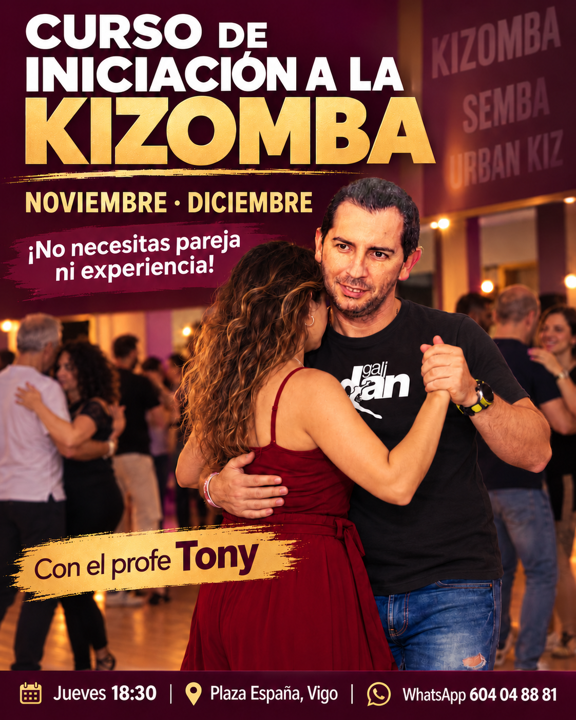 Curso de iniciación a la kizomba en Vigo con Tony